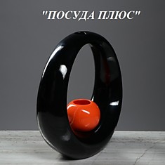 Ваза "Орбита", чёрный цвет, 24 см