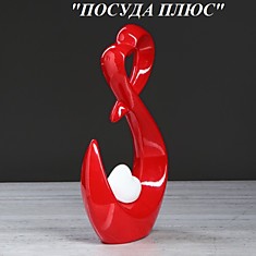 Ваза настольная "Сердце", красная, 38 см