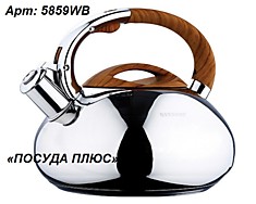Чайник со свистком WELLBERG WB-5859 3,0л, нерж. сталь, индукция