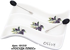 Менажница Elan Gallery "Волна Оливки", 3 секции, с 1 шпажкой, 17 х 15 х 2,5 см