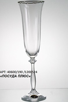 Бокал 190мл (6шт); Bohemia Crystal Angela Анжела    декорирование платиной; шампанское