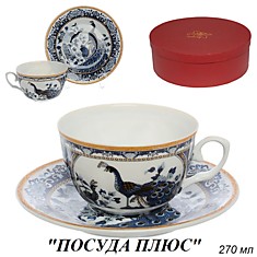 Набор чайный "Синий павлин", цвет: белый, 12 предметов